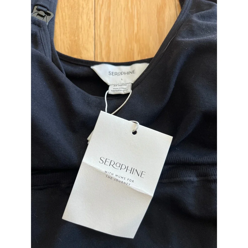 NEW Seraphine All In One Nursing Jumpsuit Black Stretch Womens Size L